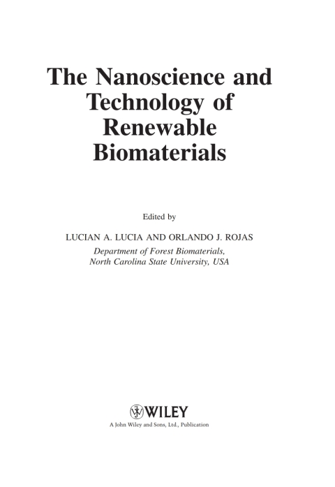 Cover image for book The Nanoscience and Technology of Renewable Biomaterials