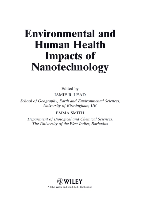 Cover image for book Environmental and Human Health Impacts of Nanotechnology