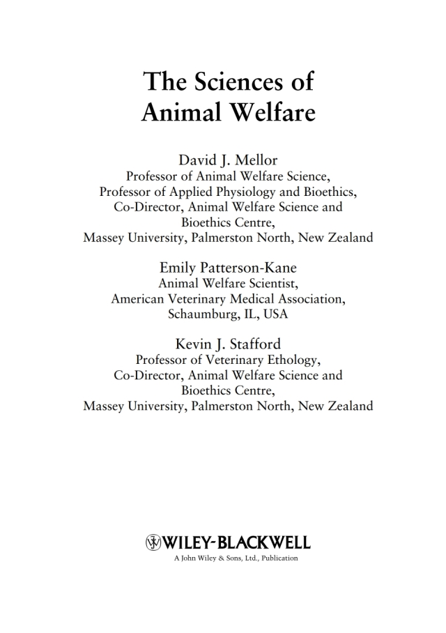 The Sciences of Animal Welfare