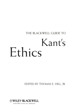 The Blackwell Guide to Kant's Ethics