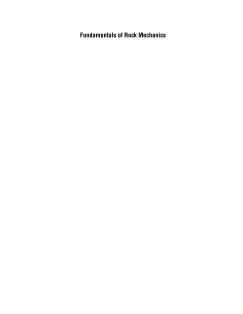 Fundamentals of Rock Mechanics 
