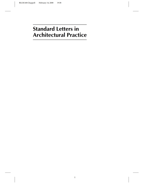 Standard Letters in Architectural Practice 