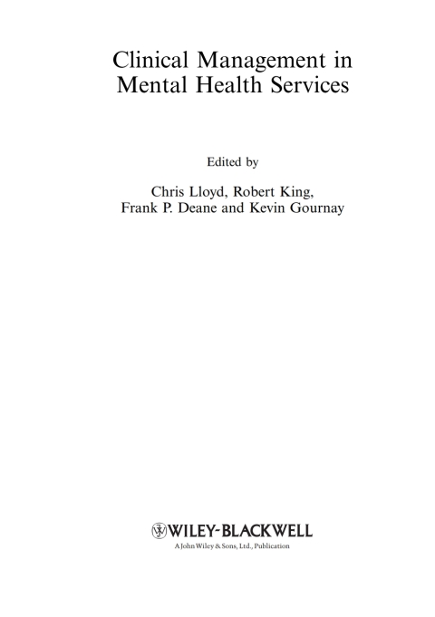 Clinical Management in Mental Health Services 