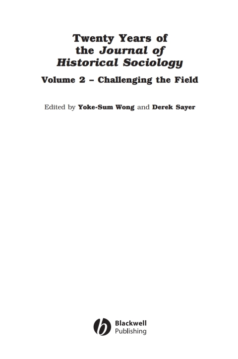 Cover image for book Twenty Years of the Journal of Historical Sociology