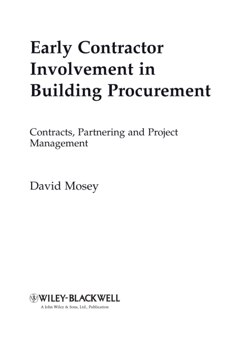 Early Contractor Involvement in Building Procurement 