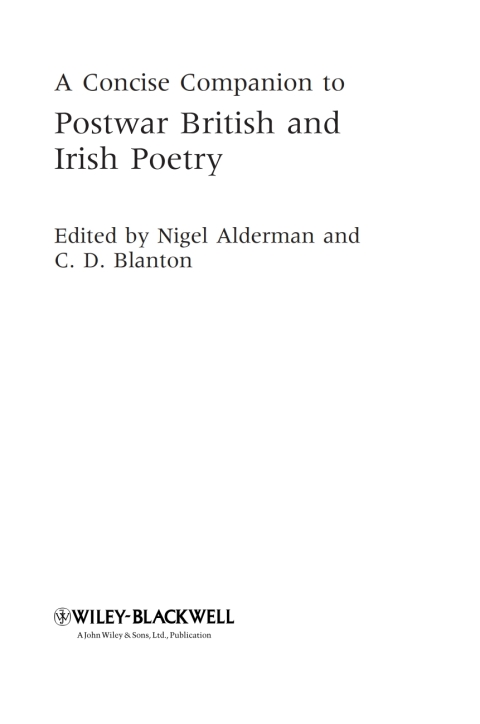 Cover image for book A Concise Companion to Postwar British and Irish Poetry