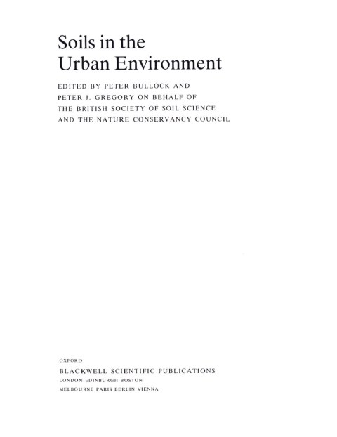 Cover image for book Soils in the Urban Environment