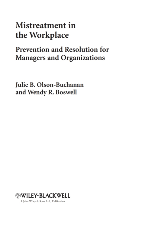 Cover image for book Mistreatment in the Workplace