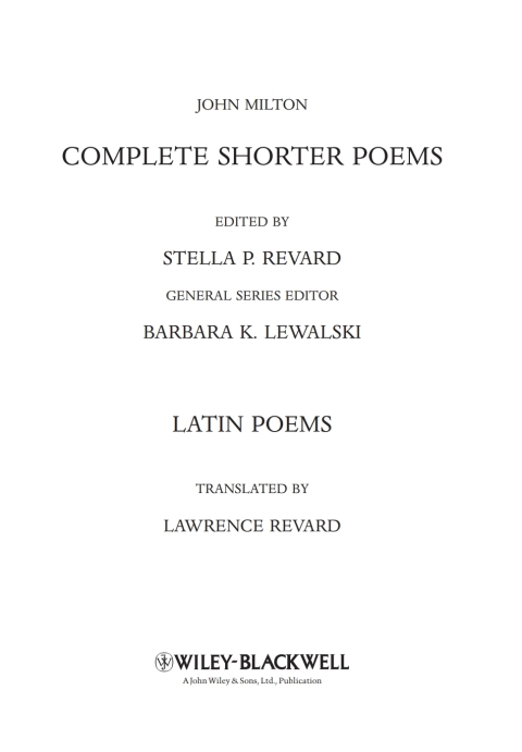 Cover image for book John Milton Complete Shorter Poems
