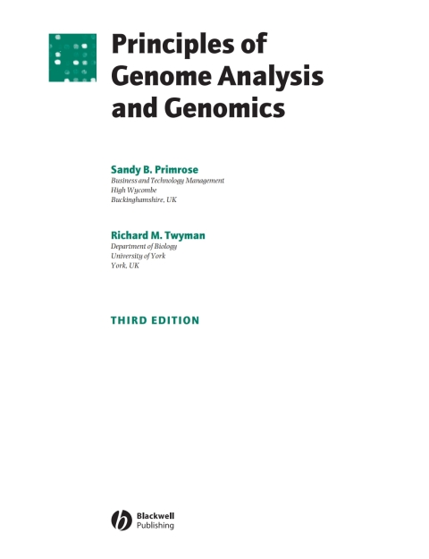 Cover image for book Principles of Genome Analysis and Genomics