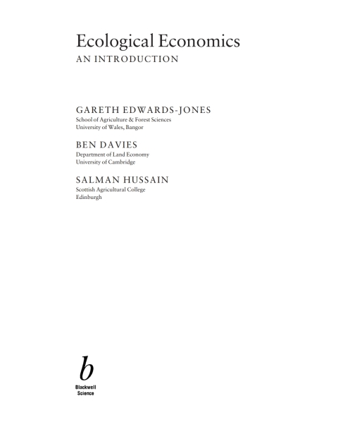 Ecological Economics: An Introduction 