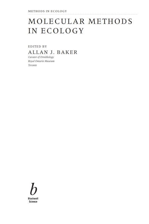 Cover image for book Molecular Methods in Ecology