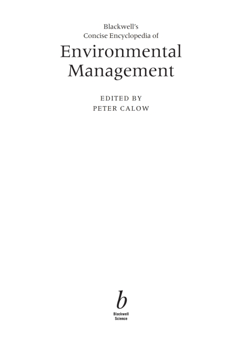 Cover image for book Blackwell's Concise Encyclopedia of Environmental Management