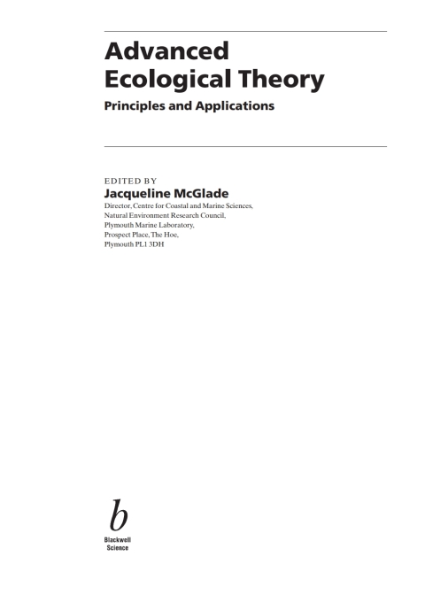 Cover image for book Advanced Ecological Theory