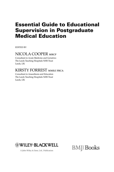 Essential Guide to Educational Supervision in Postgraduate Medical Education 
