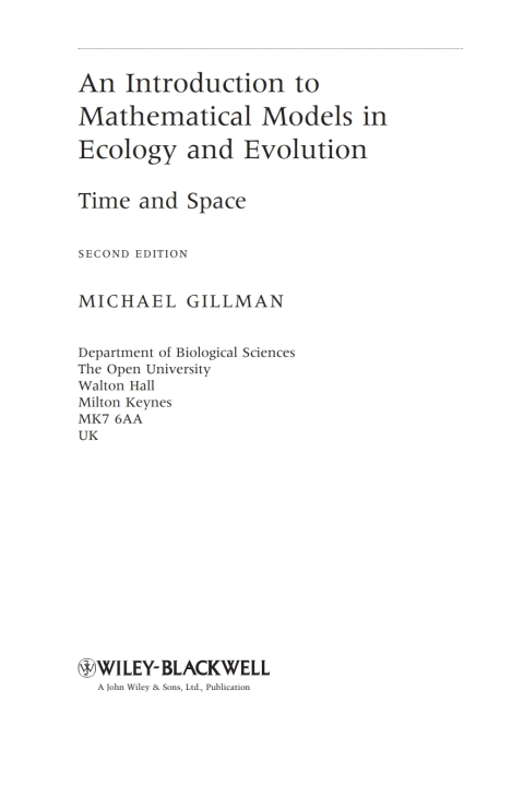 Cover image for book An Introduction to Mathematical Models in Ecology and Evolution