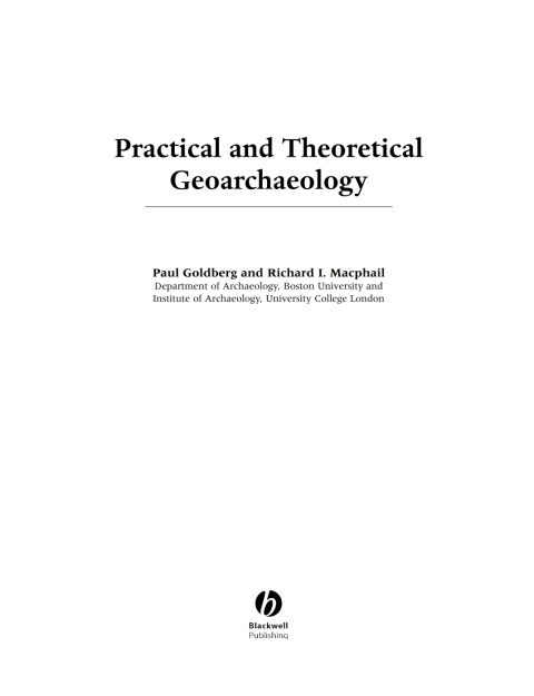 Cover image for book Practical and Theoretical Geoarchaeology