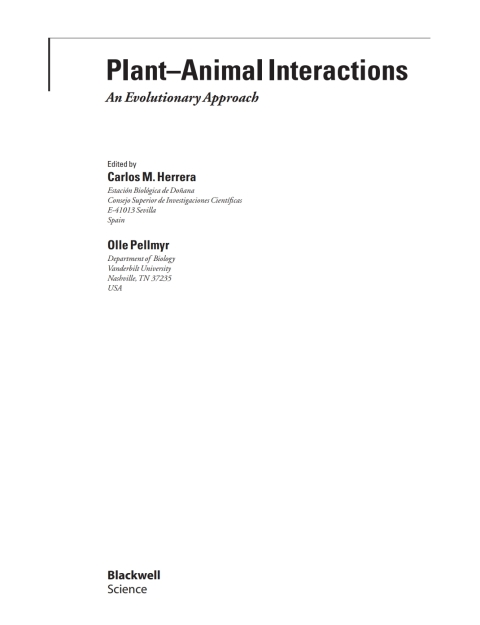 Cover image for book Plant Animal Interactions