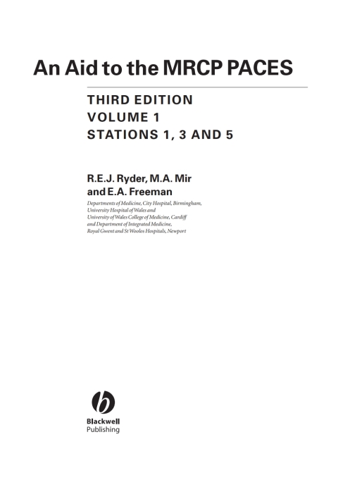 An Aid to the MRCP PACES: Stations 1, 3 and 5 