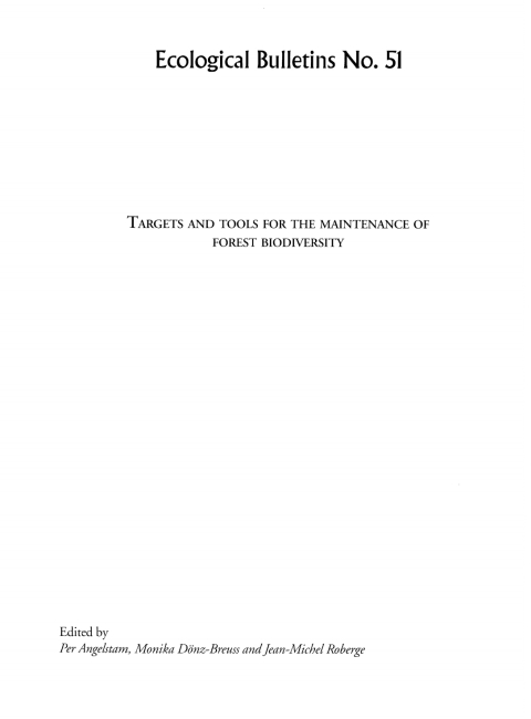 Cover image for book Ecological Bulletins, Targets and Tools for the Maintenance of Forest Biodiversity