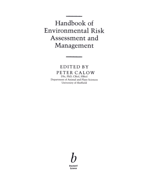 Cover image for book Handbook of Environmental Risk Assessment and Management