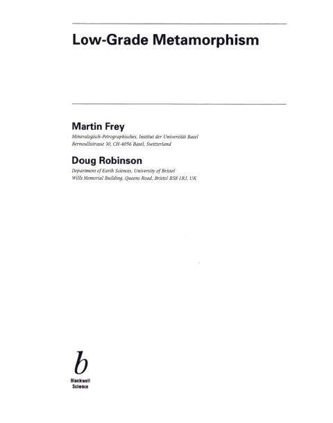 Low-Grade Metamorphism 