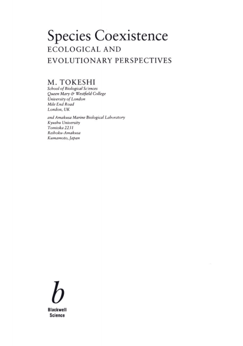Cover image for book Species Coexistence