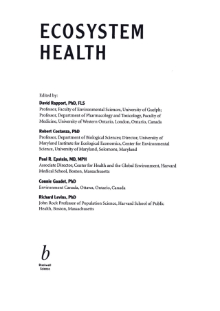 Ecosystem Health: Principles and Practice