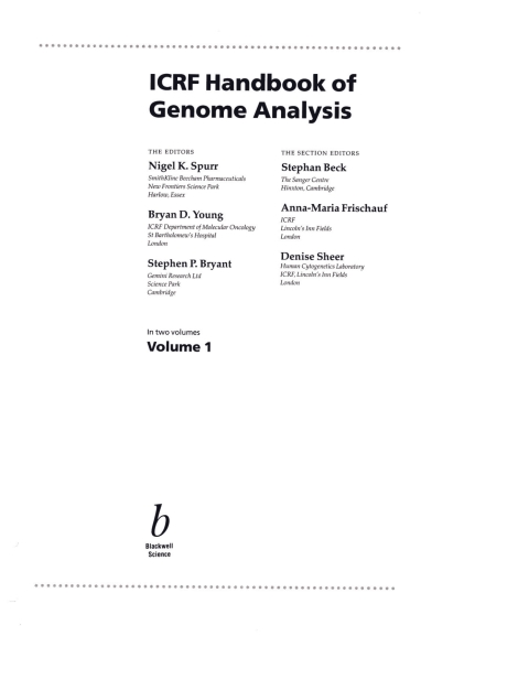 ICRF Handbook of Genome Analysis 