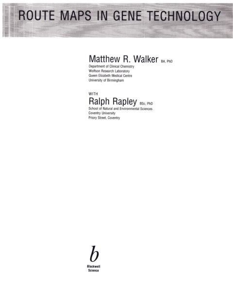 Cover image for book Route Maps in Gene Technology