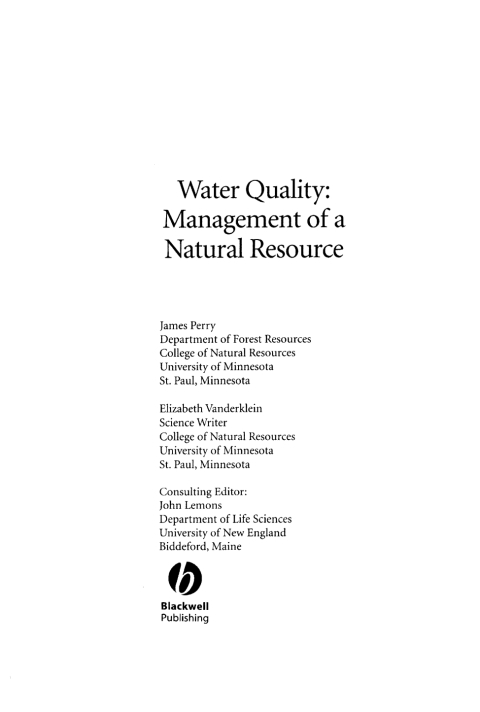 Cover image for book Water Quality