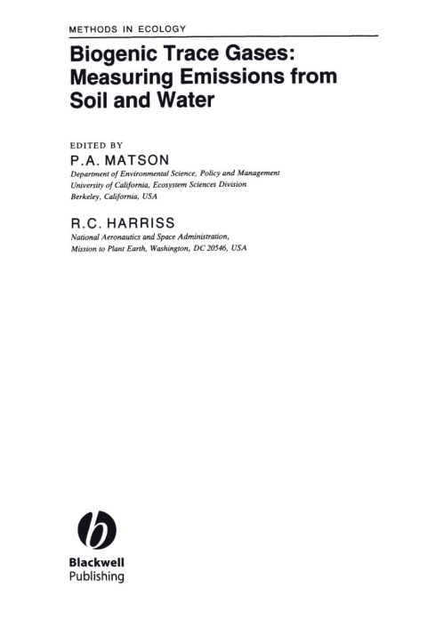 Cover image for book Biogenic Trace Gases: Measuring Emissions from Soil and Water