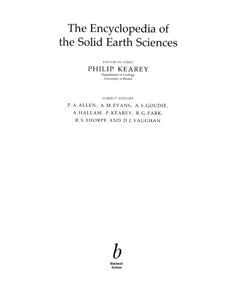Cover image for book The Encyclopedia of the Solid Earth Sciences