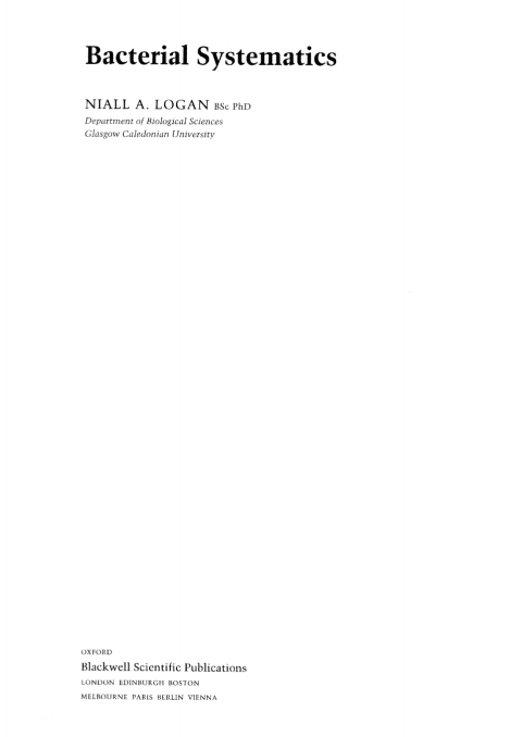 Cover image for book Bacterial Systematics