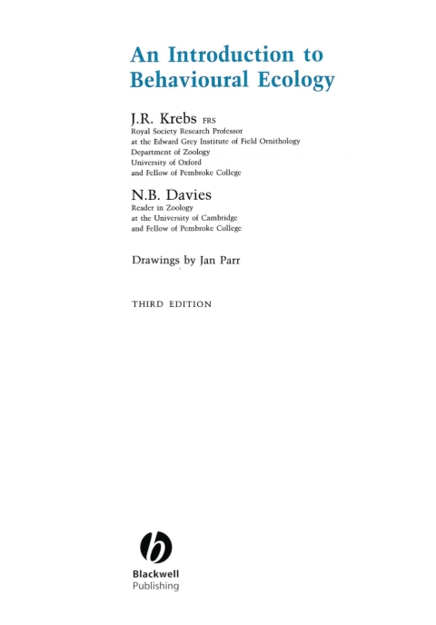 An Introduction to Behavioural Ecology 