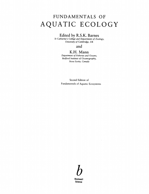 Fundamentals of Aquatic Ecology 