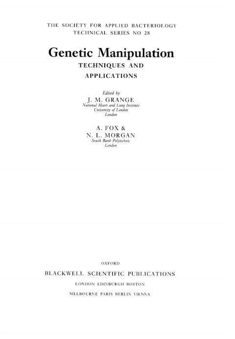 Cover image for book Genetic Manipulation: Techniques and Applications