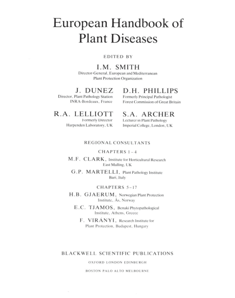 European Handbook of Plant Diseases 