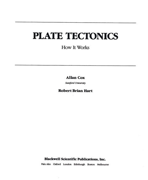 Cover image for book Plate Tectonics: How It Works
