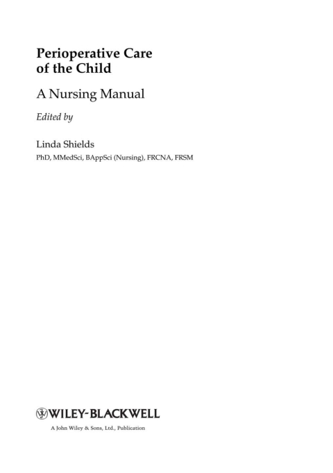Cover image for book Perioperative Care of the Child