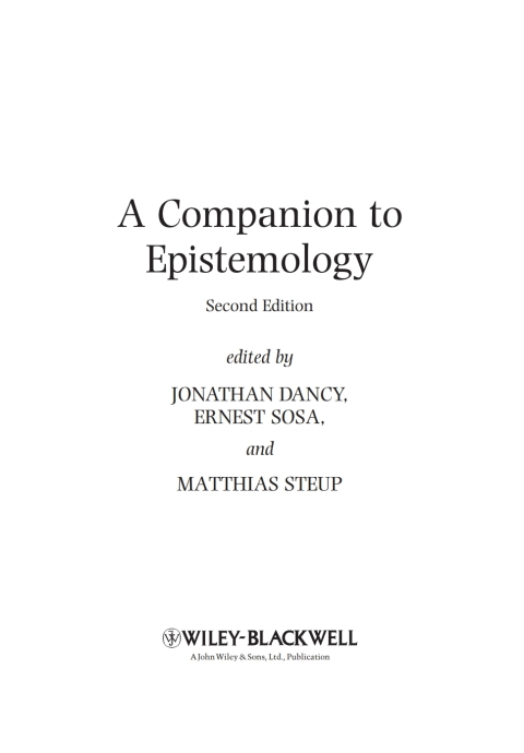 Cover image for book A Companion to Epistemology