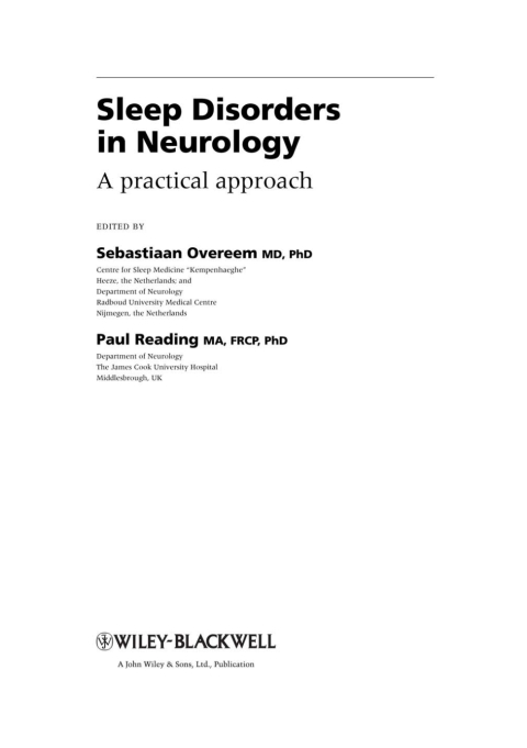 Cover image for book Sleep Disorders in Neurology