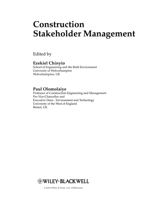 Cover image for book Construction Stakeholder Management