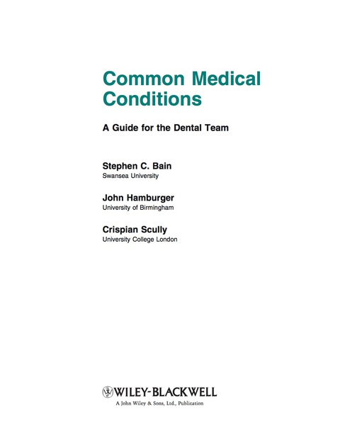 Cover image for book Common Medical Conditions: A Guide for the Dental Team