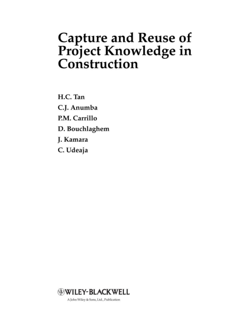 Cover image for book Capture and Reuse of Project Knowledge in Construction