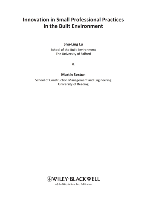 Cover image for book Innovation in Small Professional Practices in the Built Environment