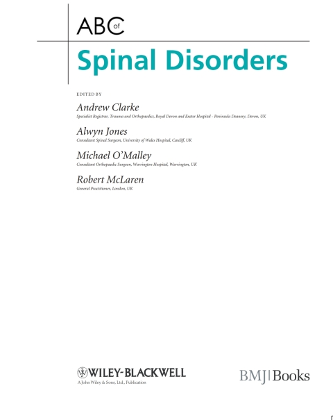 Cover image for book ABC of Spinal Disorders