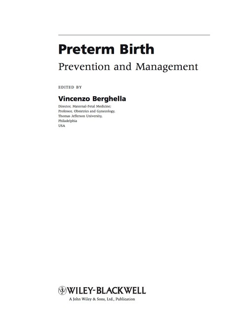 Cover image for book Preterm Birth: Prevention and Management
