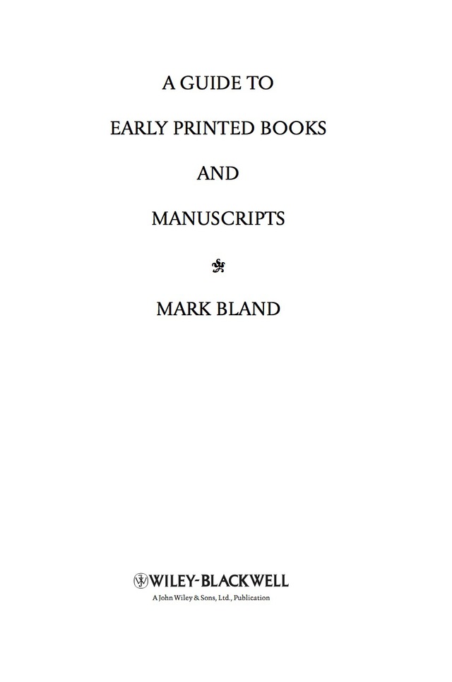 Guide to Early Printed Books and Manuscripts