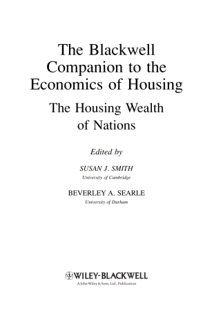 The Blackwell Companion to the Economics of Housing